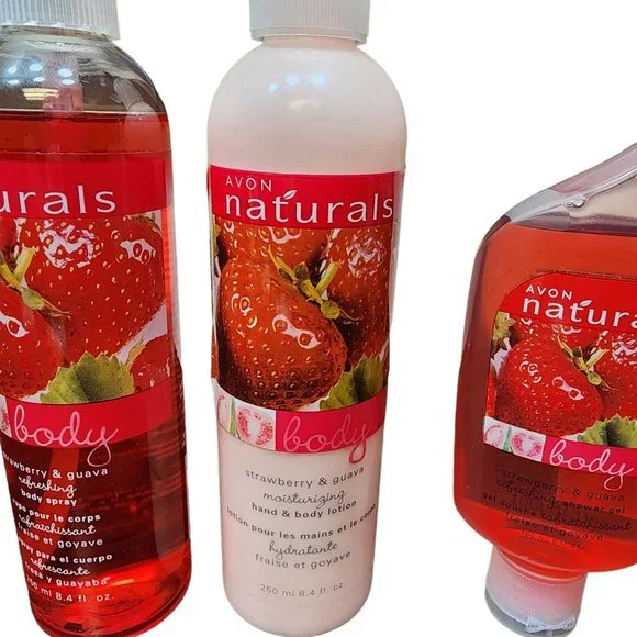 Avon Naturals - Strawberry & Guava - Shower Gel, Lotion & Body Spray - New - Picture 3 of 5